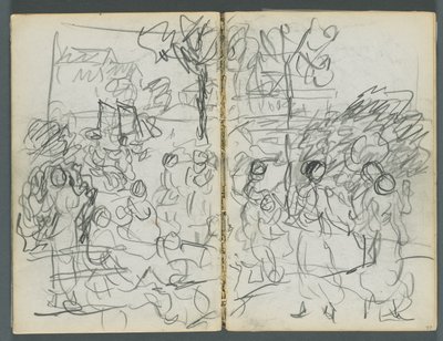 スケッチブック『デルス』127号、076  77ページ：風景の中の人物 作： Maurice Prendergast