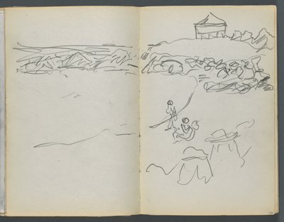 スケッチブック『ザ・デルズ』127号、130  131ページ：海岸の眺め 作： Maurice Prendergast