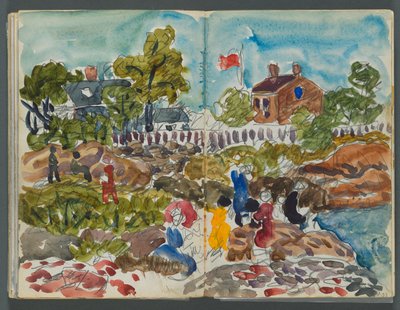 Skizzenbuch, The Dells, Nr. 127, Seite 156 & 157: Küstenlandschaft mit Figuren 作： モーリス・プレンダーガスト