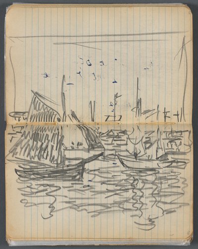 スケッチブック 056  57ページ：帆船の眺め 作： Maurice Prendergast