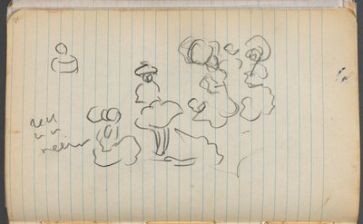 スケッチブック、076ページ：図とメモ 作： Maurice Prendergast