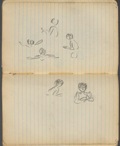 スケッチブック 094ページと95ページ：水泳フィギュア 作： Maurice Prendergast