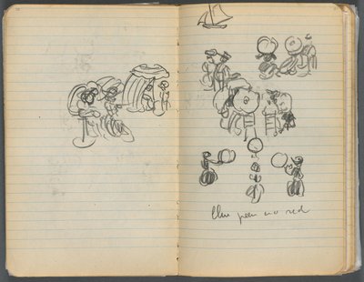 スケッチブック、110  111ページ：海辺の人物の習作 作： Maurice Prendergast