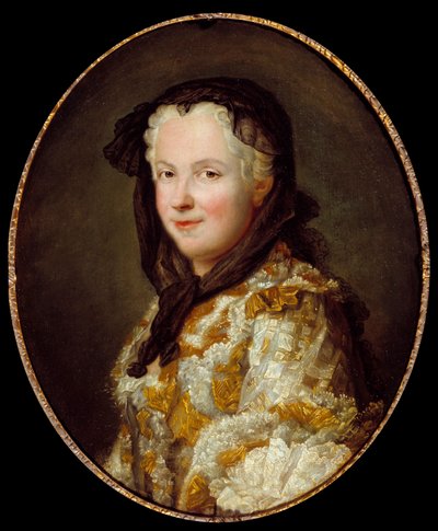 マリー・レクザンスカ（Lesczynska）（1703-1768）の肖像 フランス王妃 モーリス・クエンティン・ドラトゥール（Maurice Quentin Delatour dit Quentin De La Tour ou Quentin De Latour）（1704-1788）による絵画 18世紀 日。0.6x0.5m 作： Maurice Quentin de La Tour