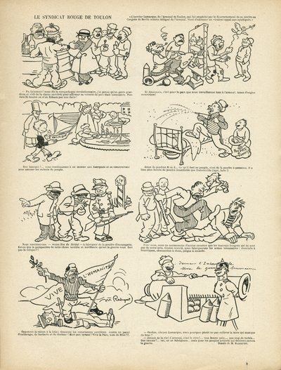 モーリス・ラディゲ（1866-1941）のイラスト（Le Rire, 21/12/12） - Le syndicrouge de Toulon - Syndicalisme, Toulon 作： Maurice Radiguet