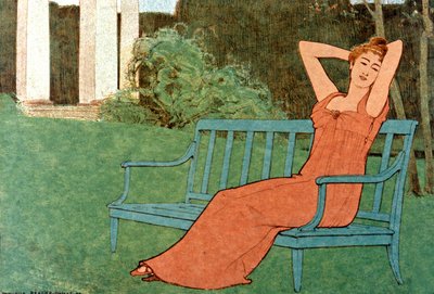 庭の女性 作： Maurice Realier Dumas