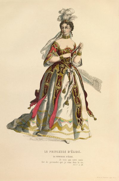 エリド王女役の衣装、1868年頃（エングレーヴィング） 作： モーリス・サンド