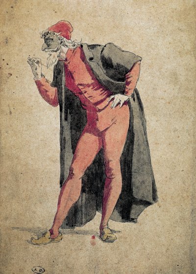 モーリス・サンド（1823-1889）が描いたコメディア・デラルテのキャラクター、パンタロン。 作： Maurice Sand