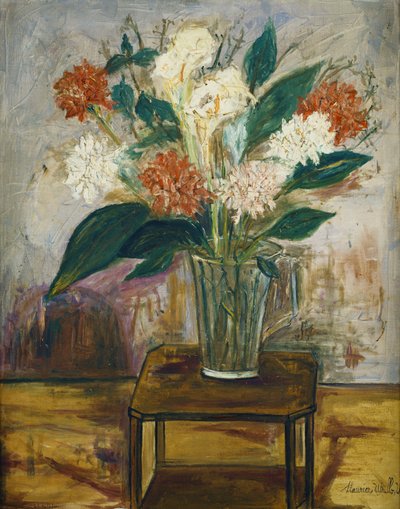 テーブルの上の花瓶; テーブルの上の花瓶 作： Maurice Utrillo