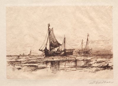 スヘフェニンゲンのビーチで漁船。 作： Maurits Frederik Hendrik De Haas