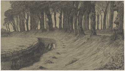 堤防または堤防上の道路沿いの樹木 作： Maurits van der Valk