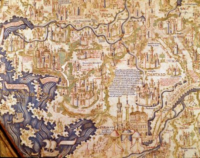 中国の眺め (Cambaluc、現在の北京) 兄弟マウルス (マウロ) カマルドレーゼ 1459 (地図) の世界地図 (mappamundi) の詳細 (地図) 作： Mauro Fra