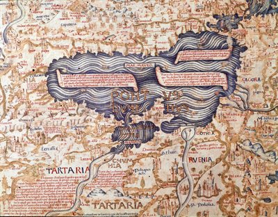 黒海の眺め 兄弟マウルス (マウロ) カマルドレーゼの世界地図 (マッパマンディ) の詳細 1459 マルチャーナ図書館、ヴェネツィア 作： Mauro Fra