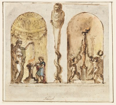 素描、絵画による壁面装飾、1800-1830年 作： Mauro Gandolfi