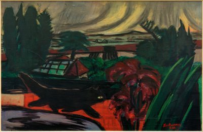 雷雨の中の夕方の庭 作： Max Beckmann