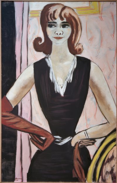 ピンクとバイオレットに描かれたクアッピの肖像 作： Max Beckmann