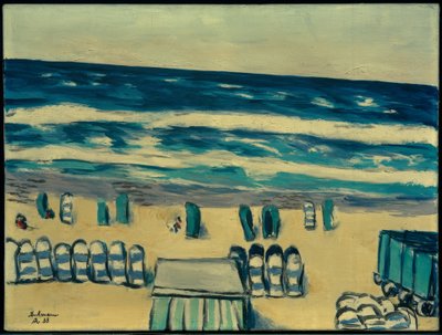 青い海とビーチチェア 作： Max Beckmann