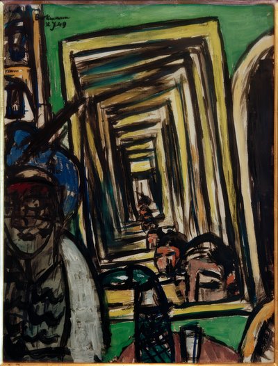 プレイミラー付きカフェインテリア 作： Max Beckmann