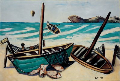 気球のある海岸風景 作： Max Beckmann