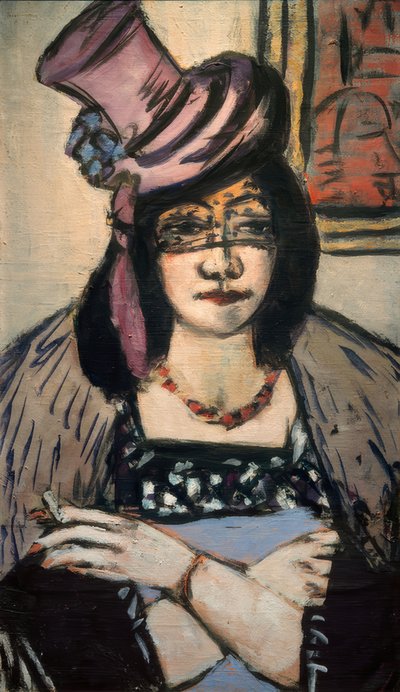 帽子とヴェールを持つ女性 作： Max Beckmann