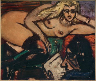 手紙、リクライニングセミヌード 作： Max Beckmann
