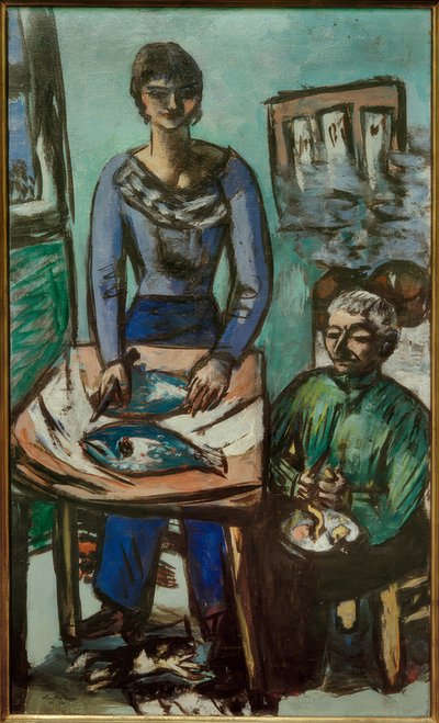 厨房（魚の入ったクアッピ 作： Max Beckmann