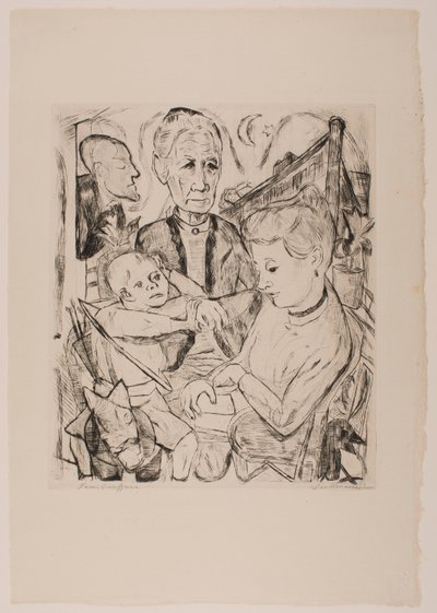Family Scene (Beckmann Family)、ポートフォリオ「Faces」のプレート 2 作： Max Beckmann
