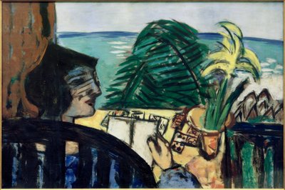 海辺で読書する女性 作： Max Beckmann
