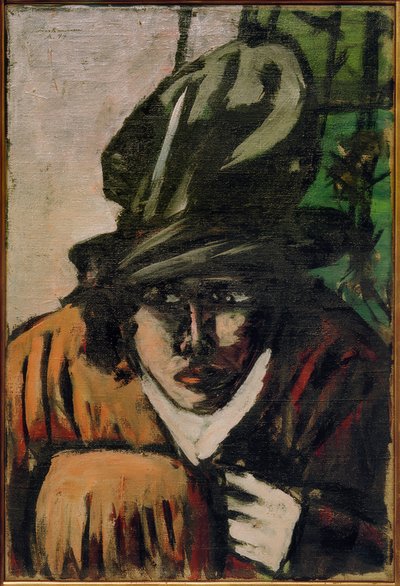 帽子とマフを持つ女性 作： Max Beckmann