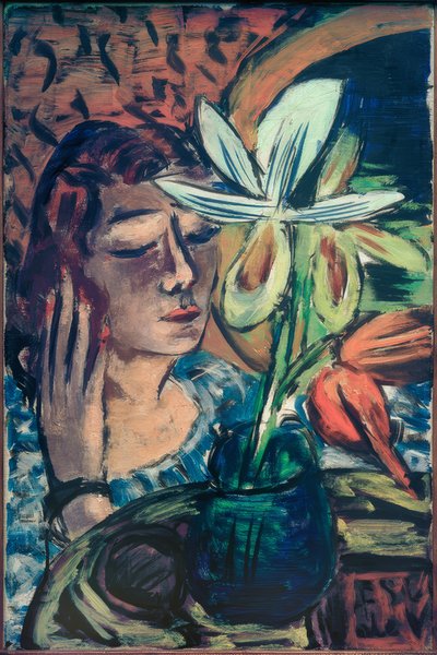 蘭の花を持つ女性 作： Max Beckmann