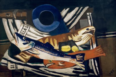 大きな魚の静物画 作： Max Beckmann