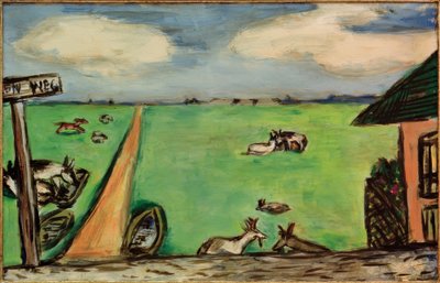 牛のいる緑の草原 作： Max Beckmann