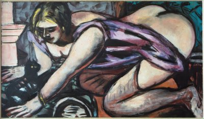 セミヌードと猫 作： Max Beckmann