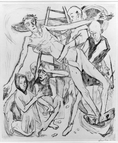セミヌードと猫 作： Max Beckmann