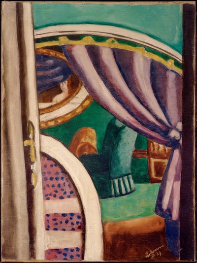 インテリアバイオレット（緑のアームチェア 作： Max Beckmann