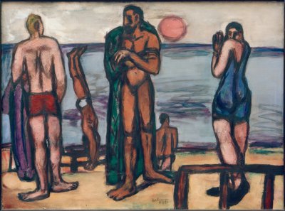 水浴客のいる小さな写真 作： Max Beckmann