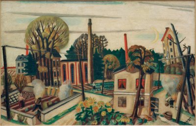工場のあるフランクフルト近郊の風景 作： Max Beckmann