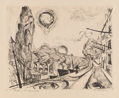 気球のある風景 作： Max Beckmann