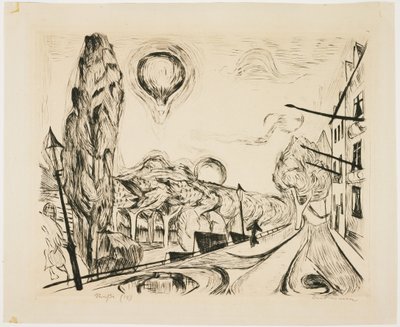 気球のある風景 作： Max Beckmann