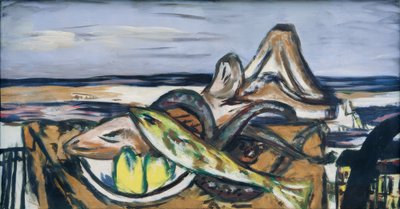 海の幸のある風景 作： Max Beckmann
