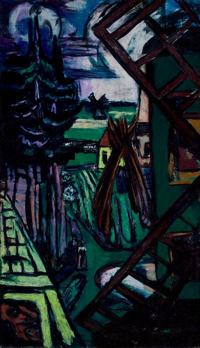 風車のある大きなラーレンの風景 作： Max Beckmann