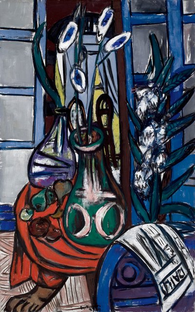 大きな静物インテリア (ブルー) 作： Max Beckmann