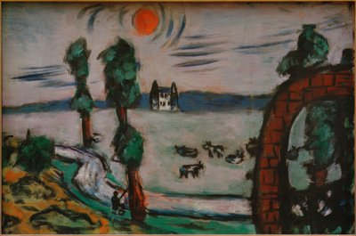 牛のいる霧の風景 作： Max Beckmann