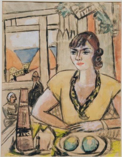 ビーチカフェでのクアッピの肖像 作： Max Beckmann