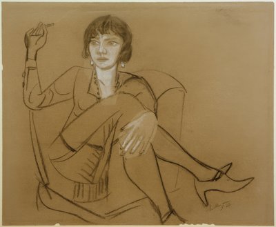 クラブチェアでタバコを吸うクアピー 作： Max Beckmann