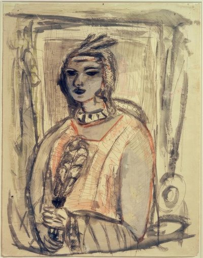 ヘッドドレスをつけたクアッピ 作： Max Beckmann