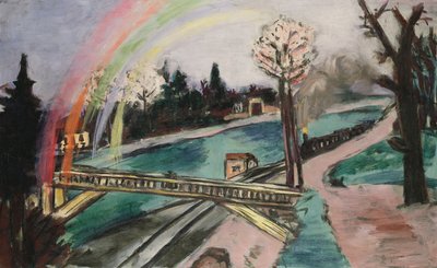 Ponte ferroviária e arco-íris 作： Max Beckmann