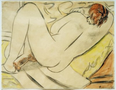 仰向けヌード、横向き 作： Max Beckmann