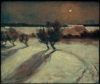 月明かりに照らされた雪景色 作： Max Beckmann