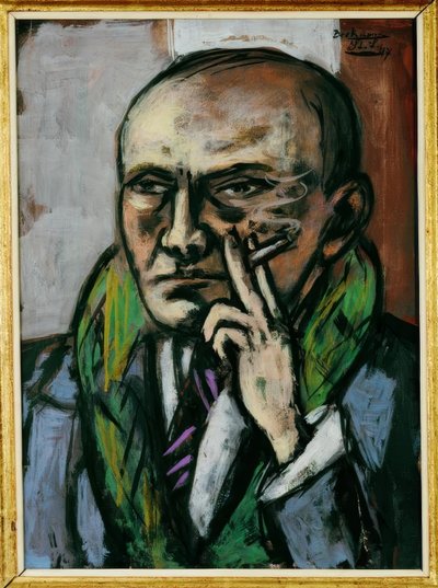 タバコを持つセルフポートレート 作： Max Beckmann